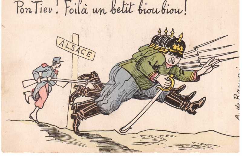 Fichier:Alsace, 1914, le pioupiou chasse l allemand.jpeg