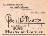 Publicité pour un métier disparu maintenant (Programme de rennes Théâtre, saison 1940-41)