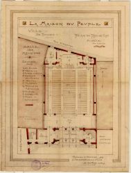 Plans du projet d'Emmanuel Le Ray de la Maison du peuple, rue Saint-Louis, 1919. Archives de Rennes, 2 Fi 4962 - 4970.