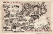 Souvenir du Concours National Agricole en surimpression d'une carte de vœux 1906. Collection Germain fils aiîné, Saint Malo. Coll. YRG et AmR 44Z0125