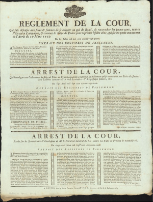 Règlement de baignade, 1784.