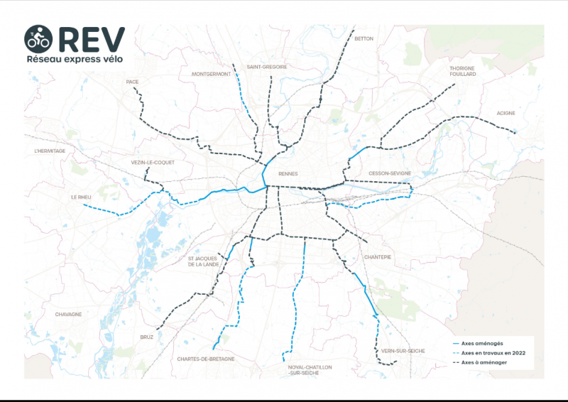Fichier:Carte du Réseau Express Vélo sur l'ensemble de la métropole de Rennes.png