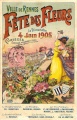 Reproduction en carte postale de l'affiche de la Fête des Fleurs 1905. Coll. YRG et AmR 44Z0049
