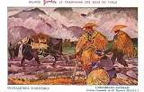 Laboureurs japonais. Carte postale éditée par les Messageries Maritimes, avec publicité Source Perrier