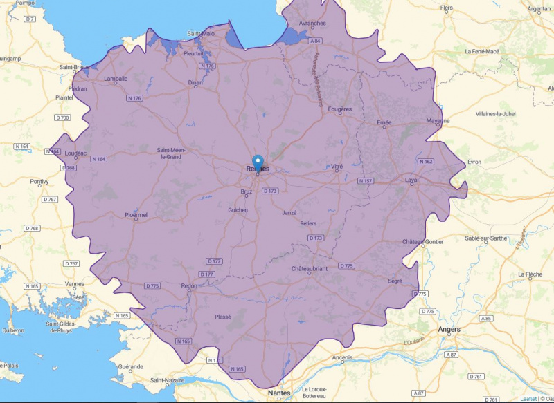 Fichier:Rennes rayon 100 km.jpeg