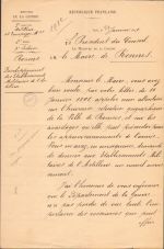 Lettre du pdt du Conseil au maire concernant l'Arsenal-1891 H143a.jpg