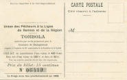 Les trois cartes ci-contre sont, par leur verso, des cartes tombola de l'Union des Pêcheurs à la ligne de Rennes et de la Région