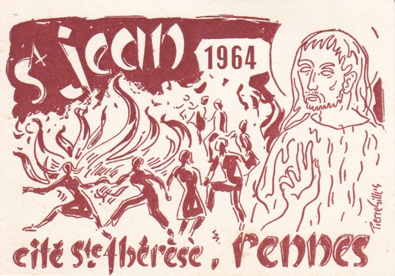 Fichier:Feu de la Saint Jean 1964 dessin de Pierre Gilles.jpg