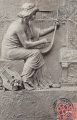 musique, lyre. Sculptograhie. Carte postale, impression en gris, E. Forcade & E. Météhen, . Coll. YRG