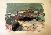 Saint Guénolé mars 1935 au secours d'une flotille de pêche en perdition menu de la Maison Prunier à Londres