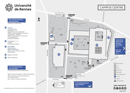 Plan du bâtiment Science éco sur le Campus Centre