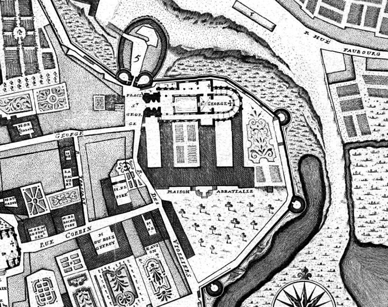 Fichier:Plan de 1726 (Porte Abbaye St Georges).jpg